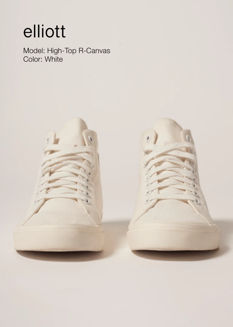 Elliott Climate Positive Recycled Canvas High-Top Trainer | White/Stripes Shoes 5 Elliott Climate Positive Recycled Canvas High-Top Trainer | White/Stripes Shoes