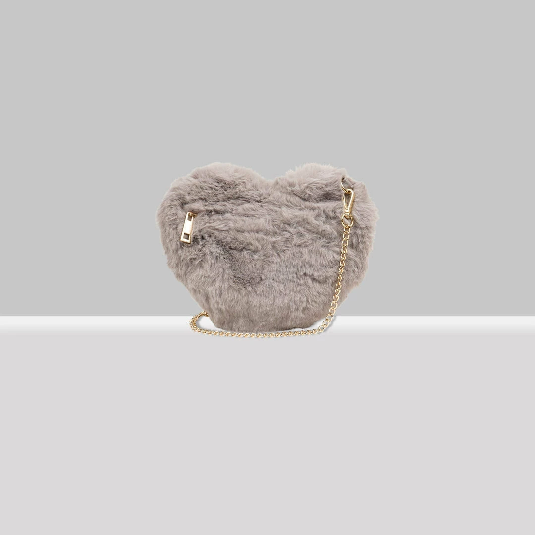 Expressions NYC Bags BROOME ST Faux Fur Vegan Heart Bag | Grey 4 Expressions NYC Bags BROOME ST Faux Fur Vegan Heart Bag | Grey