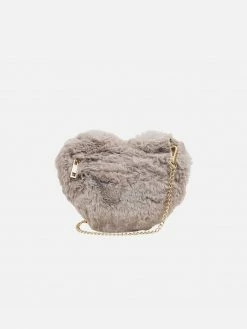 Expressions NYC Bags BROOME ST Faux Fur Vegan Heart Bag | Grey