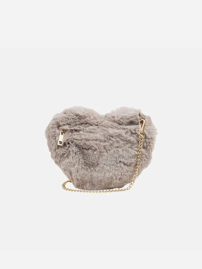 Expressions NYC Bags BROOME ST Faux Fur Vegan Heart Bag | Grey 3 Expressions NYC Bags BROOME ST Faux Fur Vegan Heart Bag | Grey
