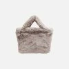 Expressions NYC BROOME ST Faux Fur Vegan Small Satchel | Grey