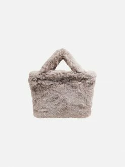Expressions NYC BROOME ST Faux Fur Vegan Small Satchel | Grey