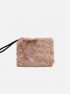 Expressions NYC BROOME ST Faux Fur Vegan Wristlet | Winter Blush Bags