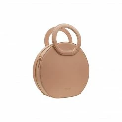 Expressions NYC EARTH Vegan Leather Round Crossbody Bag | Nude