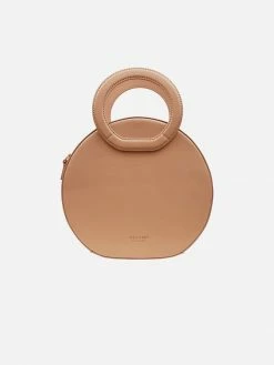 Expressions NYC EARTH Vegan Leather Round Crossbody Bag | Nude