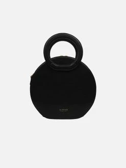 Expressions NYC EARTH Vegan Leather Round Crossbody | Black Bags