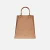 Expressions NYC FIRE Triangular Vegan Leather Medium Satchel | Nude