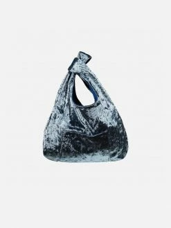 Expressions NYC ORCHARD ST Crushed Velvet Small Vegan Tote | Blue