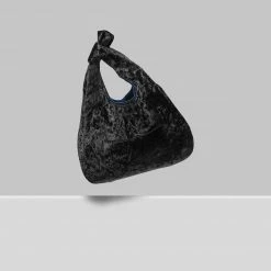Expressions NYC Bags ORCHARD ST Crushed Velvet Small Vegan Tote | Black