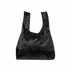 Expressions NYC Bags ORCHARD ST Crushed Velvet Small Vegan Tote | Black