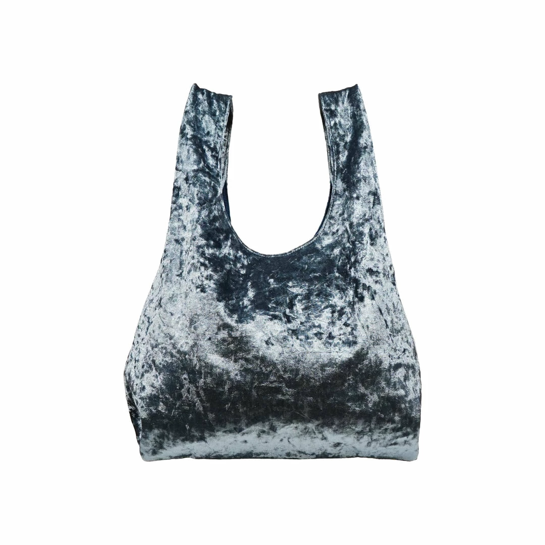 Expressions NYC ORCHARD ST Crushed Velvet Small Vegan Tote | Blue 6 Expressions NYC ORCHARD ST Crushed Velvet Small Vegan Tote | Blue