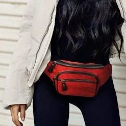 Expressions NYC Bags UPPER EAST SIDE Vegan Suede Belt Bag | Red