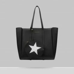 Expressions NYC Bags UPPER EAST SIDE Vegan Leather Large Tote With Star Pouch | Black 7 Expressions NYC Bags UPPER EAST SIDE Vegan Leather Large Tote With Star Pouch | Black