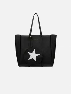 Expressions NYC Bags UPPER EAST SIDE Vegan Leather Large Tote With Star Pouch | Black