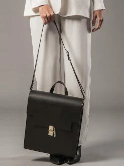 FRIDA ROME Bags The WEEK/DAY Cactus Leather Vegan Tailored Tote | Black