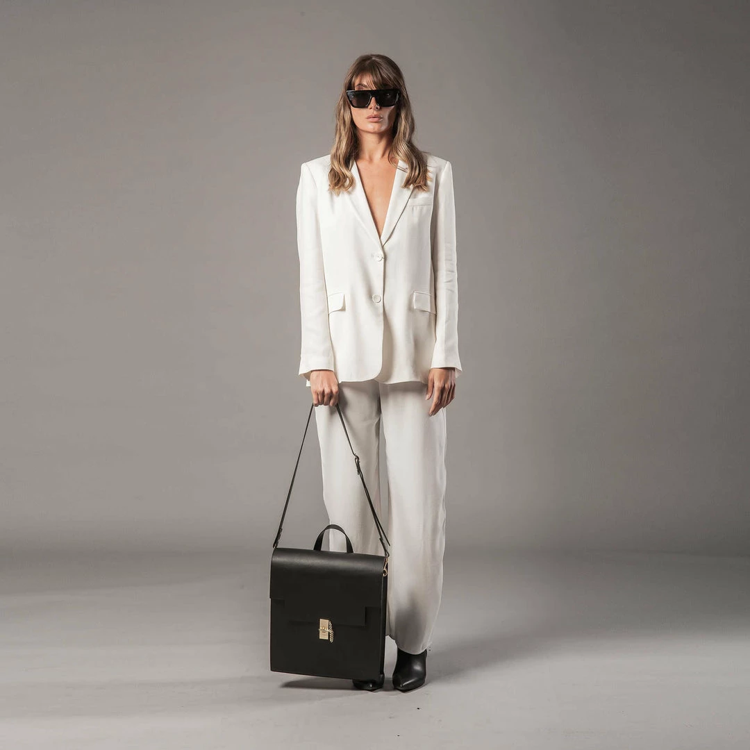 FRIDA ROME Bags The WEEK/DAY Cactus Leather Vegan Tailored Tote | Black 6 FRIDA ROME Bags The WEEK/DAY Cactus Leather Vegan Tailored Tote | Black