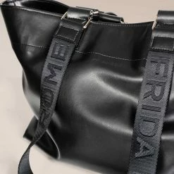 FRIDA ROME The WEEK/DAY X Cactus Leather Vegan Slouch Tote | Black Bags