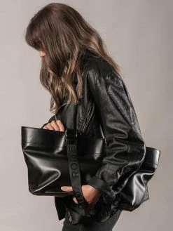 FRIDA ROME The WEEK/DAY X Cactus Leather Vegan Slouch Tote | Black Bags