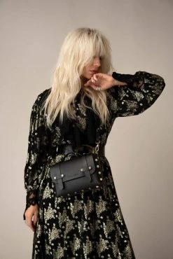 FRIDA ROME The WEEK/END Cactus Leather Vegan Studded Crossbody Bag | Black Bags