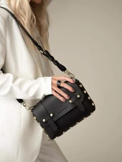 FRIDA ROME The WEEK/END Cactus Leather Vegan Studded Crossbody Bag | Black Bags