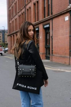 FRIDA ROME The WEEK/END Cactus Leather Vegan Studded Crossbody Bag | Black Bags