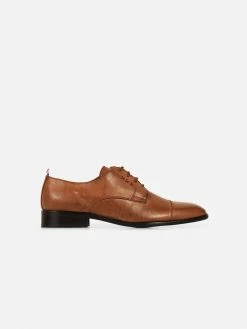 Gentleberg Shoes Albert Vegan Leather Cap Toe Derby | Cognac Tan