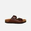 Good Guys Don't Wear Leather Shoes Juno Vegan Leather Buckled Slide-On Sandals | Brown