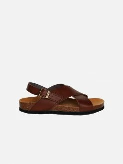 Good Guys Don't Wear Leather Shoes Mimi Vegan Leather Cross Strap Sandals | Brown