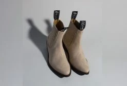 Good Guys Don't Wear Leather Duke Vegan Suede Cowboy Boots | Beige Shoes