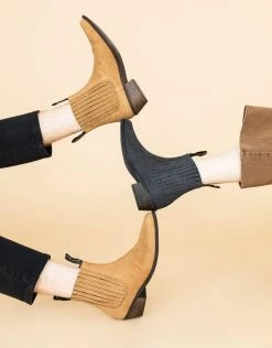 Good Guys Don't Wear Leather Shoes Duke Vegan Suede Cowboy Boots | Mustard