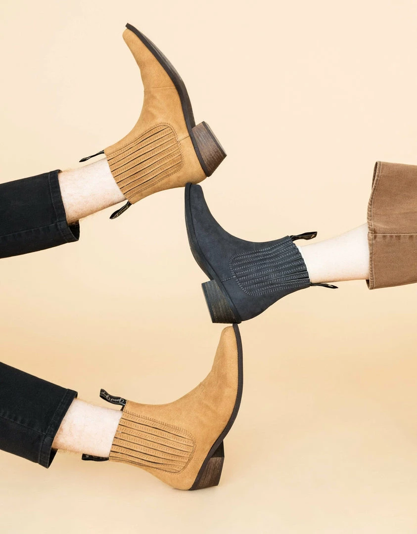 Good Guys Don't Wear Leather Shoes Duke Vegan Suede Cowboy Boots | Mustard 4 Good Guys Don't Wear Leather Shoes Duke Vegan Suede Cowboy Boots | Mustard