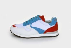 Good Guys Don't Wear Leather Felix Vegan Suede Trainers | White, Red & Blue