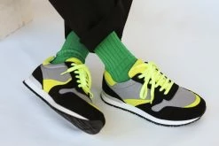 Good Guys Don't Wear Leather Shoes Felix Vegan Suede Trainers | Black & Yellow