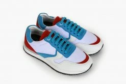 Good Guys Don't Wear Leather Felix Vegan Suede Trainers | White, Red & Blue