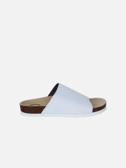 Good Guys Don't Wear Leather Jenny Apple Leather Vegan Slide-On Sandal | White