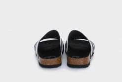 Good Guys Don't Wear Leather Shoes Jerry Apple Leather Vegan Slide-On Sandal | Black & White 9 Good Guys Don't Wear Leather Shoes Jerry Apple Leather Vegan Slide-On Sandal | Black & White