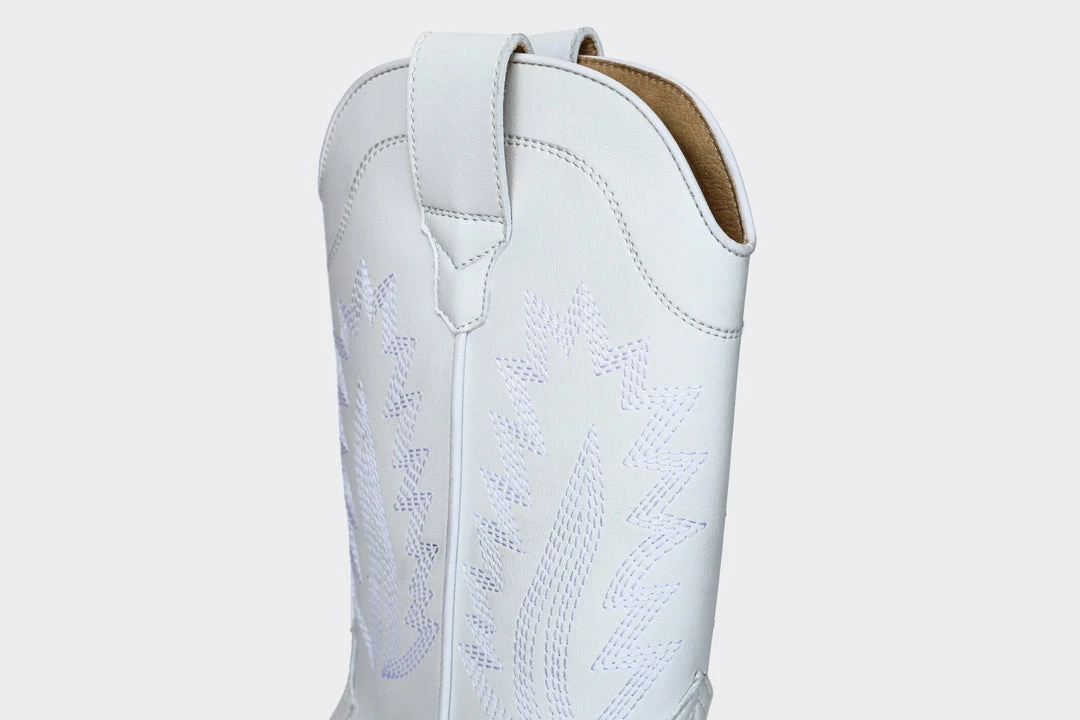 Good Guys Don't Wear Leather Lucky Unisex High Top Cowboy Boots | White Shoes 7 Good Guys Don't Wear Leather Lucky Unisex High Top Cowboy Boots | White Shoes