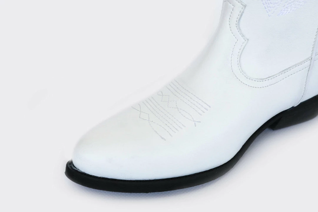 Good Guys Don't Wear Leather Lucky Unisex High Top Cowboy Boots | White Shoes 8 Good Guys Don't Wear Leather Lucky Unisex High Top Cowboy Boots | White Shoes