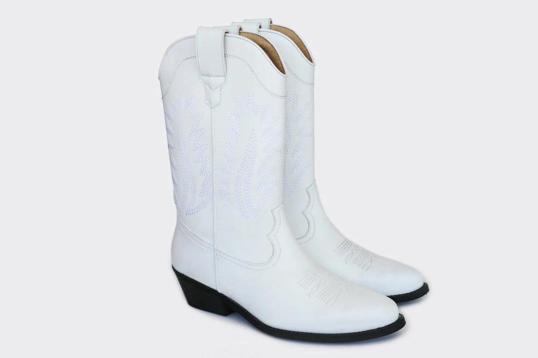 Good Guys Don't Wear Leather Lucky Unisex High Top Cowboy Boots | White Shoes 5 Good Guys Don't Wear Leather Lucky Unisex High Top Cowboy Boots | White Shoes