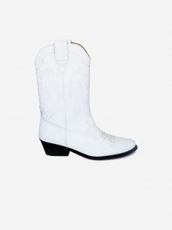 Good Guys Don't Wear Leather Lucky Unisex High Top Cowboy Boots | White Shoes