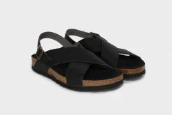 Good Guys Don't Wear Leather Mimi Apple Leather Vegan Cross Strap Sandals | Black Shoes 11 Good Guys Don't Wear Leather Mimi Apple Leather Vegan Cross Strap Sandals | Black Shoes