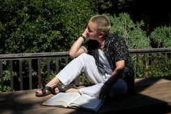 Good Guys Don't Wear Leather Mimi Apple Leather Vegan Cross Strap Sandals | Black Shoes