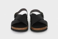 Good Guys Don't Wear Leather Mimi Apple Leather Vegan Cross Strap Sandals | Black Shoes 12 Good Guys Don't Wear Leather Mimi Apple Leather Vegan Cross Strap Sandals | Black Shoes