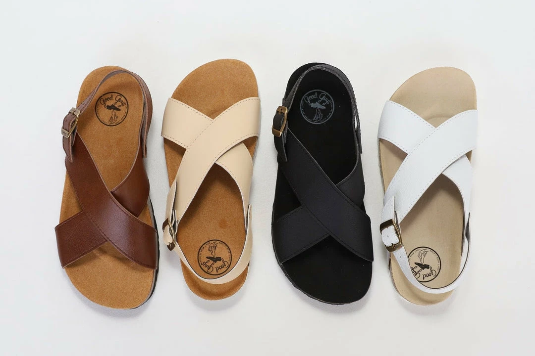 Good Guys Don't Wear Leather Mimi Apple Leather Vegan Cross Strap Sandals | Black Shoes 8 Good Guys Don't Wear Leather Mimi Apple Leather Vegan Cross Strap Sandals | Black Shoes