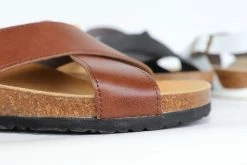 Good Guys Don't Wear Leather Shoes Mimi Vegan Leather Cross Strap Sandals | Brown