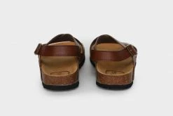 Good Guys Don't Wear Leather Shoes Mimi Vegan Leather Cross Strap Sandals | Brown