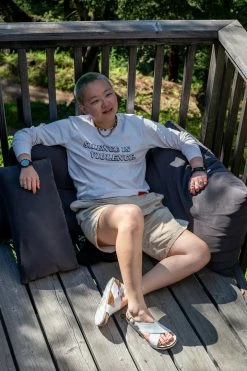 Good Guys Don't Wear Leather Mimi Apple Leather Vegan Cross Strap Sandals | White Shoes