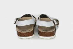Good Guys Don't Wear Leather Mimi Apple Leather Vegan Cross Strap Sandals | White Shoes