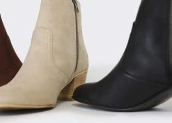 Good Guys Don't Wear Leather Shoes Nina Vegan Suede Heeled Ankle Boots | Beige