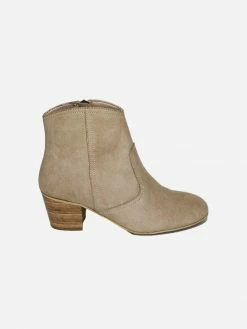 Good Guys Don't Wear Leather Shoes Nina Vegan Suede Heeled Ankle Boots | Beige
